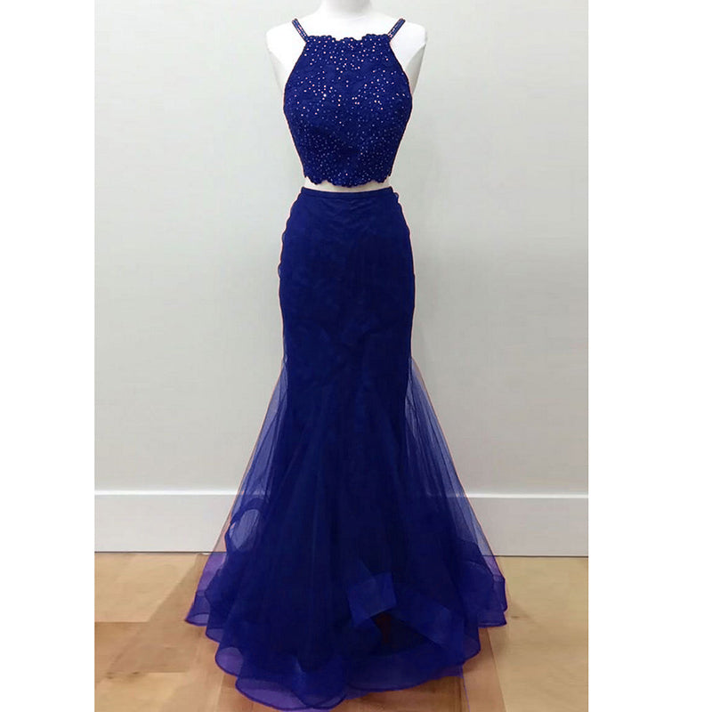 LP1596 Halter Sexy Bordeaux Crop Top 2018 Prom Dress two pieces Mermaid Formal Gowns Pageant Dresses