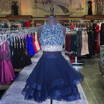 Crop Top Ombre Beaded Puffy Homecoming Prom Dress Short Skirt Cocktail Party Gown