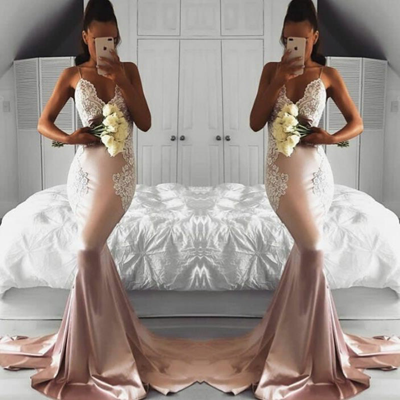 Dreamy Spaghetti Straps Fishtail Sexy Evening Prom Dresses Women New Formal Gown Vestido
