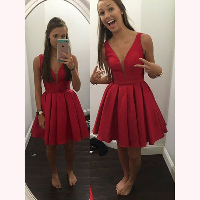 Classy Red sexy sexy V Neck Short Prom Dress homecoming dresses for party 2020 SP6602