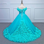 Sweet Pink Rose flower girl dress  Ball Gown girls formal dress Pageant Gown Children Party Gown Communion Dress