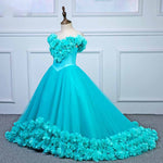 Sweet Pink Rose flower girl dress  Ball Gown girls formal dress Pageant Gown Children Party Gown Communion Dress