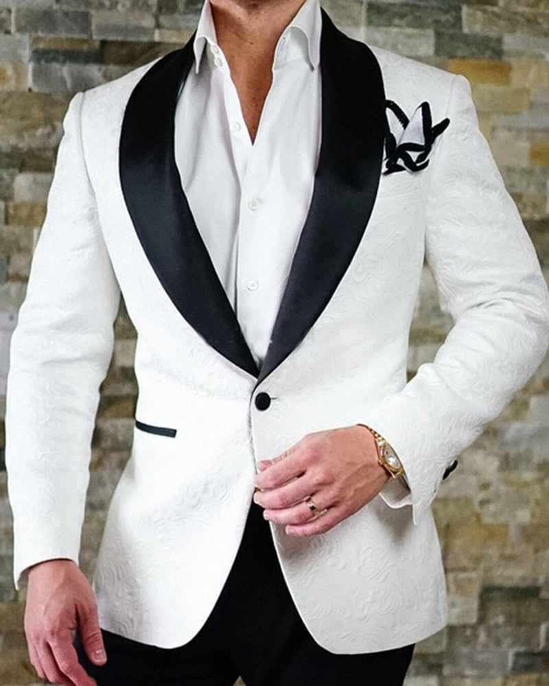 Ivory/Navy/burgundy White Wedding Suit Men Prom Suit Tuxedo Shawl Lapel
