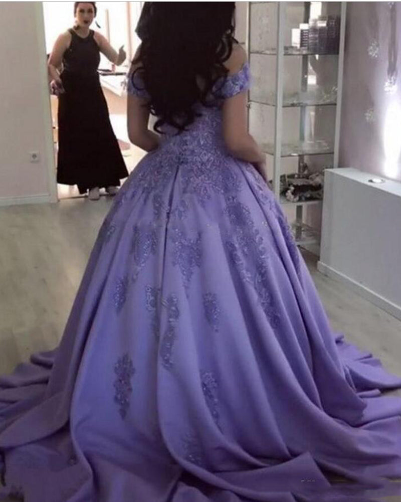 Off the Shoulder Lavender Ball gown Girls Sweet 15 Dresses for Quinceanera Gown PL3210