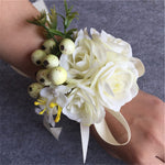 Handmade Wedding Corsage Groom Boutonniere Bride Bridesmaid Women hand Wrist Flower Artificial Flowers Corsages Wedding