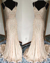 Siaoryne ElegantMermaid Spaghetti Women  Gold Prom Evening Gown Mermaid Long PL2110
