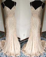 Siaoryne ElegantMermaid Spaghetti Women  Gold Prom Evening Gown Mermaid Long PL2110