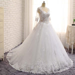 WD3371 2018 robe de mariage Princess Bridal Ball Gown Beaded See Through Long Sleeves Lace Wedding Dress