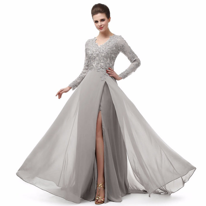 Long Sleeves Lace Mother of the Bride Dress Women Wedding Party Gown Long Evening Gown