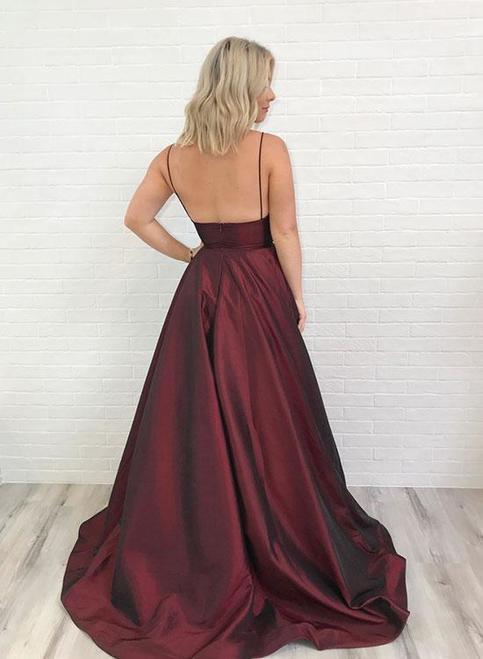 Fashion A Line Satin Long Girls Formal Prom Dress 2022 With Pocket PL5244