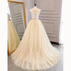 Stylish Detachable Train Champagne Lace Bridal Dresses Custom Made Wedding Gown with Belt