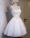 Siaoryne Lovely Cap Sleeves Lace Beaded White Graduation Dress Short Homecoming Gown For Teens