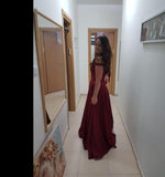 Off Shoulder Burgundy Prom Dress Satin A Line Graduation Dress Girls Long Homecoming Gown Outfits