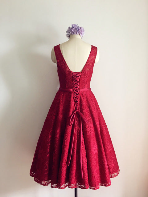 Chic Burgundy Homecoming Dress Lace Short Junior Prom Dress 8th Grade Graduation Girls Party Gown SP182