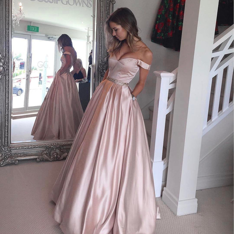 Siaoryne LP034 Off the Shoulder Sexy Buy Long Prom Dress New online with beading belt
