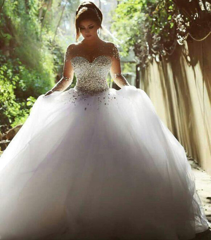 New Luxurious Wedding Dress with Beaded Crystal Bridal Gown EdleessFashion wedding  dresses with train 675.00 EdleessFashion free shipping