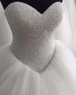 Romantic Pearl Wedding Dress Ball Gown Heavy Beaded WD5141