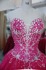 Gorgeous Fuchsia Crystal Prom Dresses ball Gown Sweet 16 Dress Quinceanera Gown Siaoryne LP1031