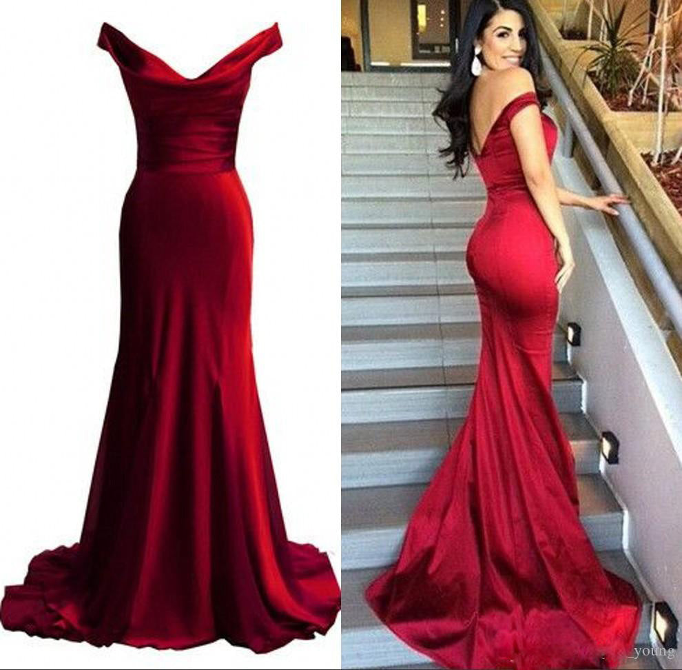 SIaoryne LP025 Burgundy Long Mermaid Prom Dresses Long Party Gowns off the Shoulder