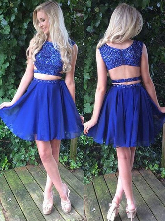 Siaoryne SP016 Short two pieces homecoming dress blue