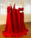 Red Elegant Pleated Chiffon Prom Dress Women Long Evening Formal Gown  LP841