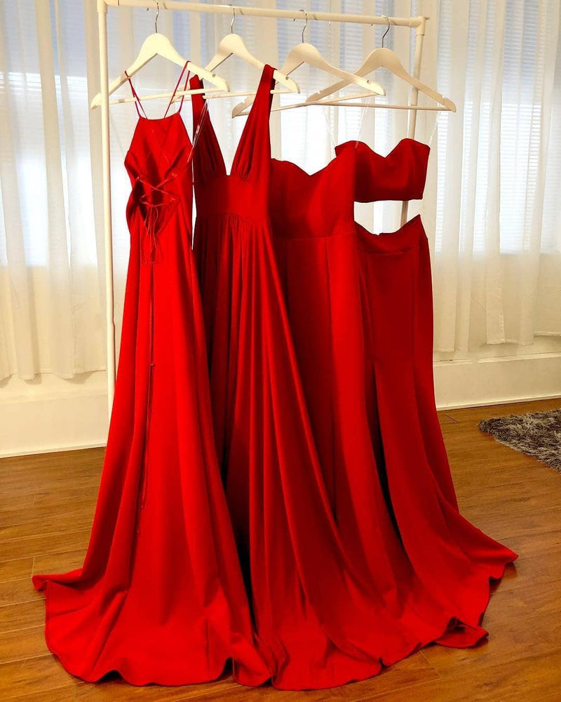 Red Elegant Pleated Chiffon Prom Dress Women Long Evening Formal Gown  LP841