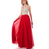 Fashion New  Halter Beading Long Red Graduation Prom Dress Girls Formal Gown LP0594