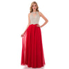 Fashion New  Halter Beading Long Red Graduation Prom Dress Girls Formal Gown LP0594