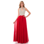 Fashion New  Halter Beading Long Red Graduation Prom Dress Girls Formal Gown LP0594