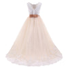 Cute Floor Length Sequins Lace Flower Girl Dresses white and pink communion dresses with Belt