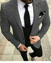 Hounds Tooth Men Suit Wedding Groom Suit Two Pieces(Jacket + Pants)