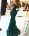 Teal Lace Mermaid Formal Prom Dress for Wedding  Long Special Event Gown PL7458