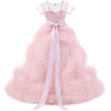 Blue/Pink Short Sleeves Ball Gown Flower Girl Dresses Floor Length Children Pageant Gown
