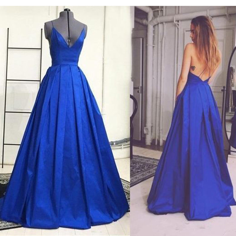 Siaoryne Royal Blue cheap Prom Dresses Sexy Spaghetti Evening Dresses Backless Long LP1004