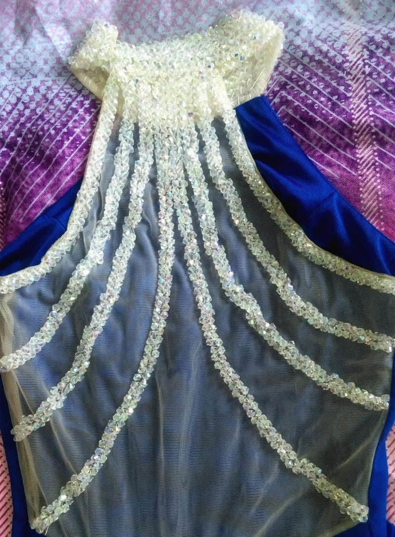 Siaoryne Sheath Prom Dress High Neck with Beading Party Gowns Long Royal Blue New LP1004