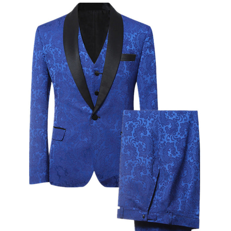 Blue Men Suits Custom Made Slim Fit  Wedding Suits For Groom Prince Of Wales Windowpane Suit 3 pieces
