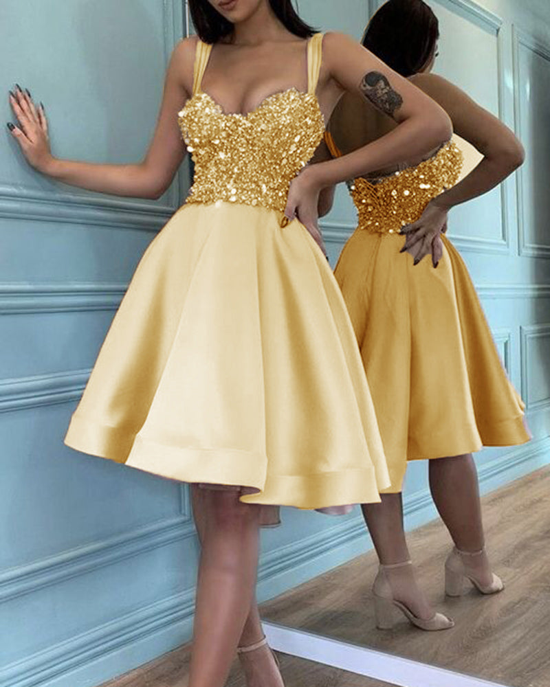 Pink / Blue Knee Length Short Prom Dress with Straps Sequins Beading ,Girls 8th Grade Party Homecoming Gown SP01113