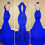 Halter High Neck Red Lace Women  Evening Prom Dresses Long LP321