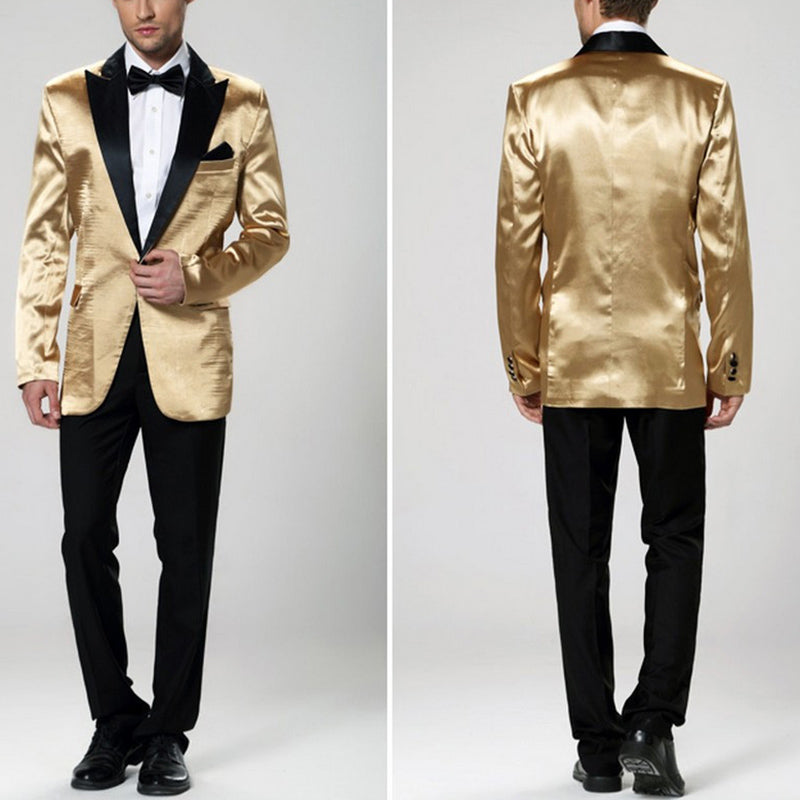 LP5540 Men Suits Gold Jacket Groom Tuxedos For Men ,Wedding Suits For Men Groomsmen Costume (Coat+Pant+Tie)