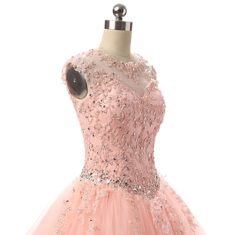 LP8766 Cap Sleeves Scoop Aqua Scarlet Blush Lace Ball Gown Prom Dress Quinceanera Dress Sweet 16 vestido de festa debutante