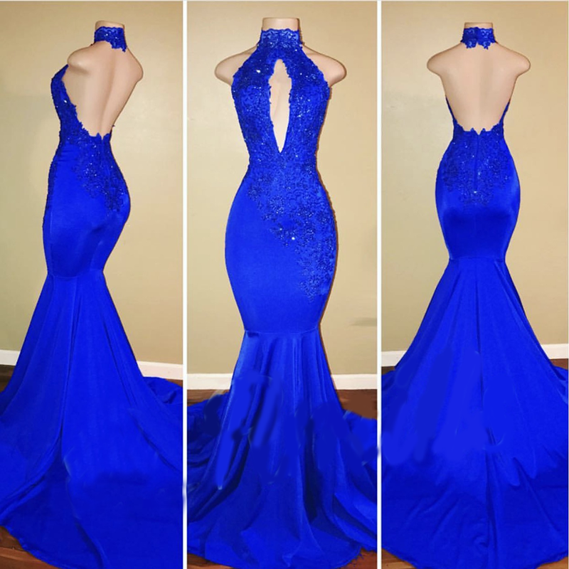 Halter High Neck Red Lace Women  Evening Prom Dresses Long LP321