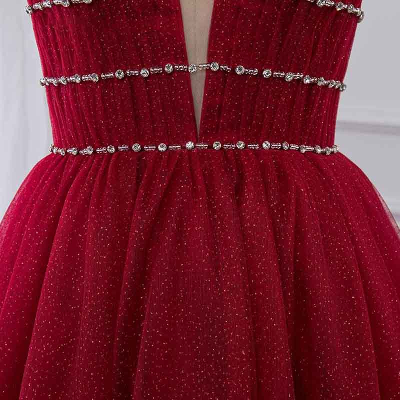 Siaoryne 2019 Wine Red A Line Bling Bling Tulle Prom Dresses Long Pageant Gown for Girls PL698
