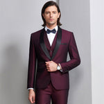 Burgundy Tuxedo 2022 Wedding Suits For Men Shawl Collar Royal Blue Men Suit