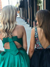 Green Short Cocktail Dress V Neck Spaghetti straps Semi Formal Homecoming party Gown SP0807
