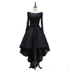 High Low Black Evening Dresses,Long Sleeves lace beaded Formal Gowns ,Black Prom Dresses 2018