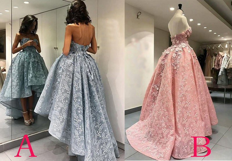 Siaoryne LP030 Sweetheart Lace Ball Gown High Low Evening Dresses for Girls teens prom dress 2018