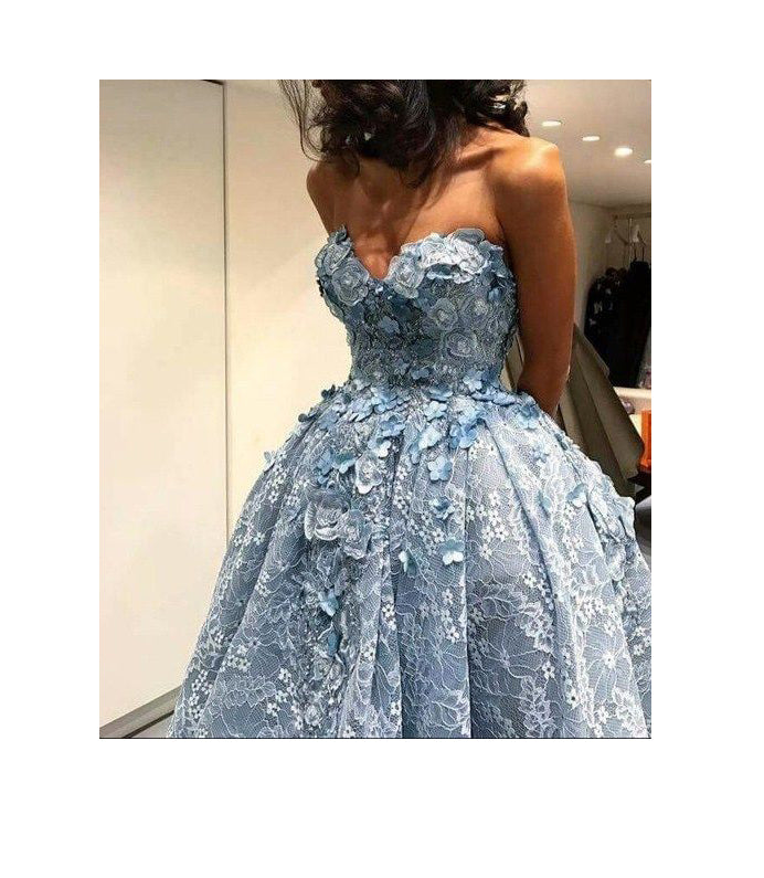 Siaoryne LP030 Sweetheart Lace Ball Gown High Low Evening Dresses for Girls teens prom dress 2018