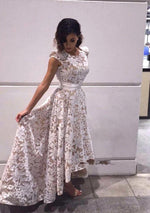Siaoryne LP0830 Boat Neck Lace Prom Dress High Low Front short Long Back New Girls Party Evening Dress Graduation Dresses