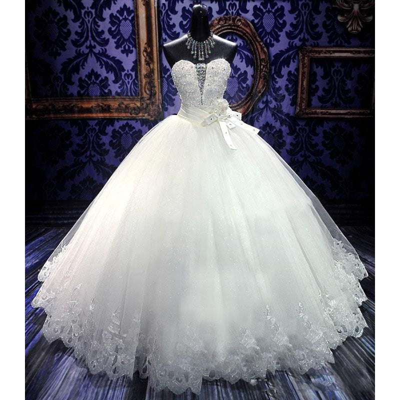 Vestidos de novia estilo princesa Siaoryne con apliques de encaje