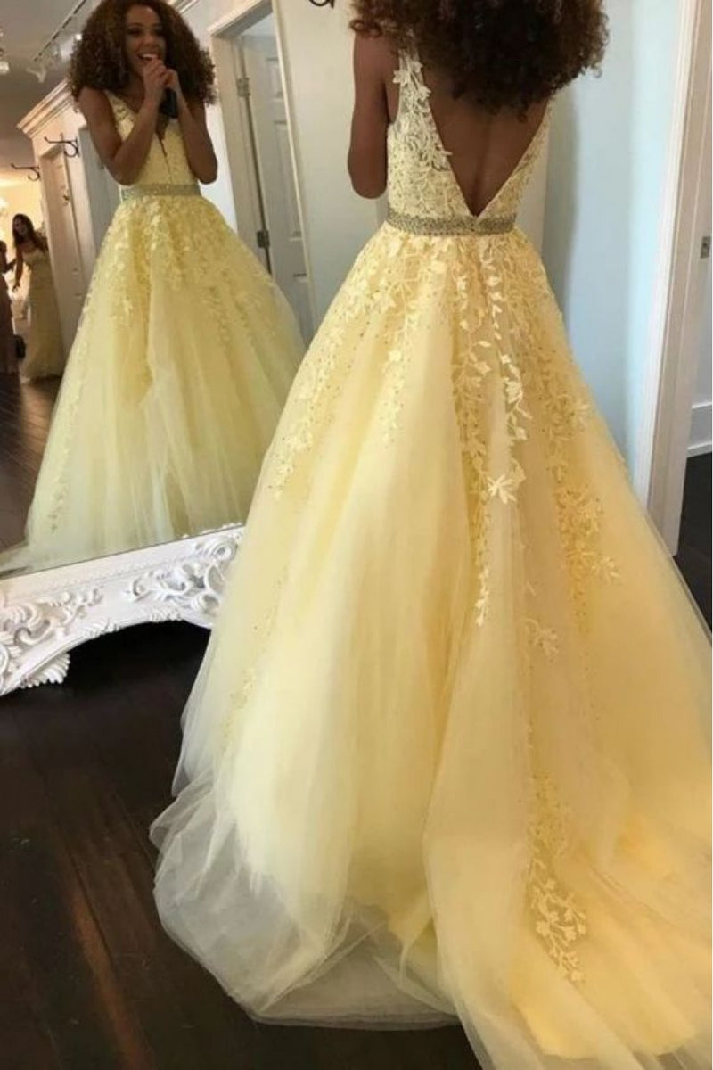 Gorgeous Girls Iovry /Blush Lace Senior Prom Dress 2021 V Neck Long Formal Graduation Party Gown with Beading Belt PL01124